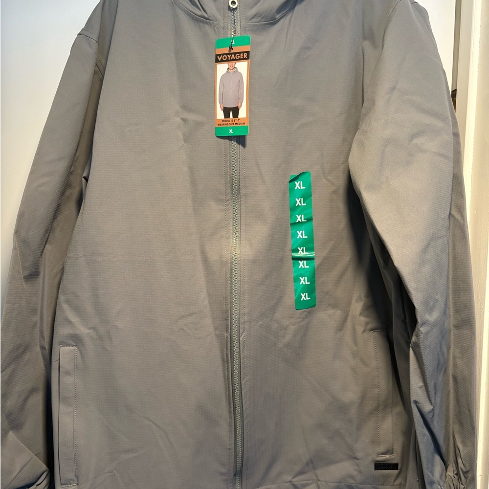 Voyager Gray Water Resistant Full Zip Jacket With Zip Pockets Size XL NWT - Picture 2 of 8